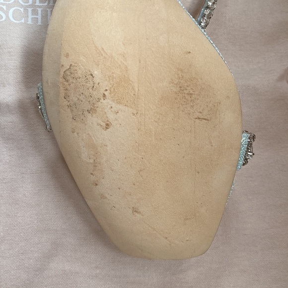 BADGLEY MISCHKA Tasmine Metallic Crystal Ankle-Strap Sandals, Soft Blue 9.5 - Picture 8 of 12